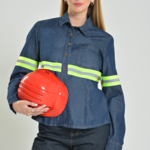 Camisa de Mezclilla con Reflejantes Dama y Caballero